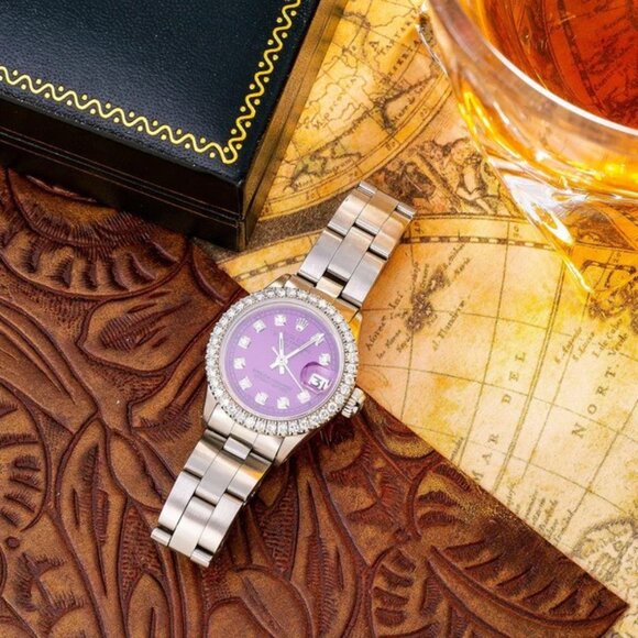 Rolex Oyster Perpetual Datejust 6517 26MM Purple Diamond Dial With Stainless Ste - Picture 1 of 5